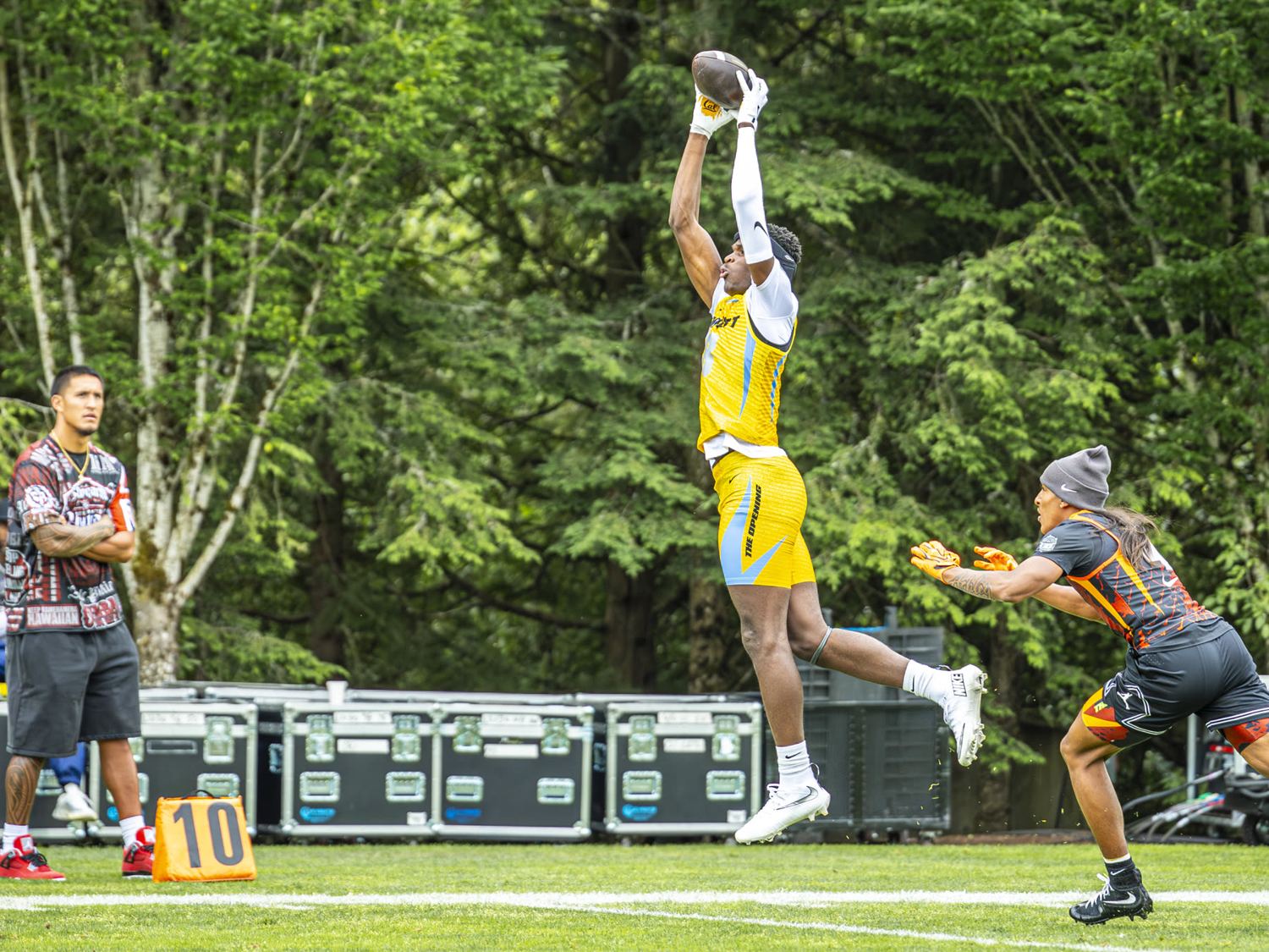 Receiver making a catch along the sideline